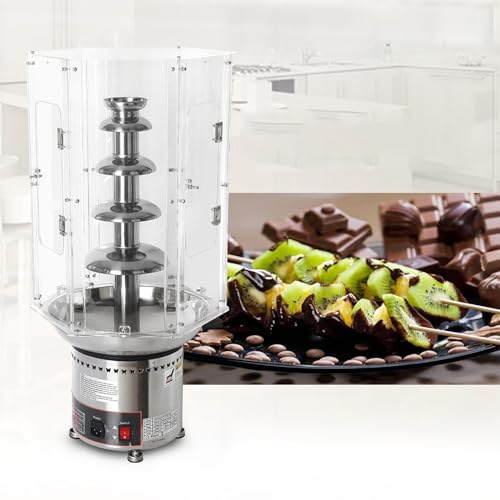 Juego Fondue Fuente Chocolate,máquina Paraderretir Chocolate 4/5 Niveles Con Cubierta Transparente,temperatura Ajustable 30-150°C,calentamiento Uniforme 360 ​​° Y Conservación Del Sabor Original