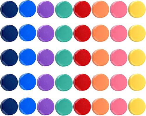 Keukenket 40 Stück Magnete Stark - 8 Farben Whiteboard Magnete für Tafel, Kühlschrank, Magnettafel, Pinnwand - Kleine Mini Bunt Rund Magnete Mit Starkem Halt