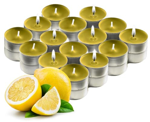 Southern Citrus Scented Tealight Candles - Pack of 30 Yellow Tealights with Long Lasting Aromas - 4 Hour Burn Time