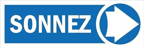 Ring, arrow pointing right, informational sign FR083 - Self adhesive sticker (150mm x 50mm)