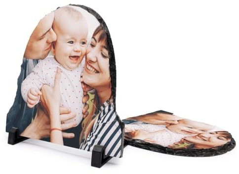 DEREGALOOS Portafotos de Pizarra Personalizado | Marco de Fotos Original | Panel Fotográfico para Portafotos | Incluye Soporte de Plástico | Regalo Personalizado | Hecho en España (Pizarra, 20x20)