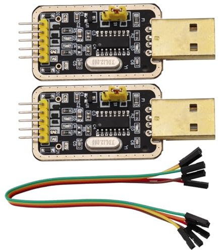 Heevhas 3,3V/ 5V USB zu Seriellem TTL Konverter CH340G UART Serielles Adapter Module Adaptermodul Debug-Kabelkomponenten mit Jumperkabel (2 Stück)
