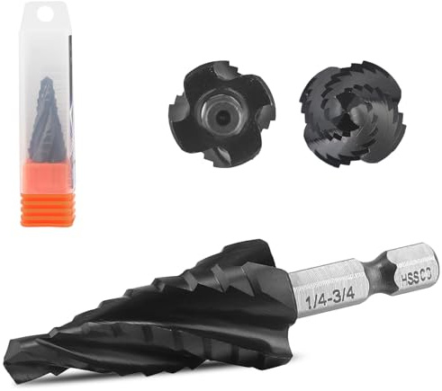 M35 Kobalt Stufenbohrer 1/4-3/4“ 9 Stufen Konusbohrer M35 HSS AlTiN Coated, 1/4“ Hex Shank Step Bit zum Bohren von Löchern in Edelstahl, Kupfer, Aluminium, Holz, Kunststoff