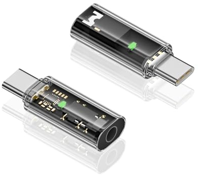 Duttek USB Type C to 3.5mm Audio Headphone Adapter, USB Type C To 3.5mm Headphone Jack Adapter DAC USB C Headphone Adapter for iPhone Max/Pro/Plus, iPad Pro, Galaxy (2 Pack, Transparent colour)