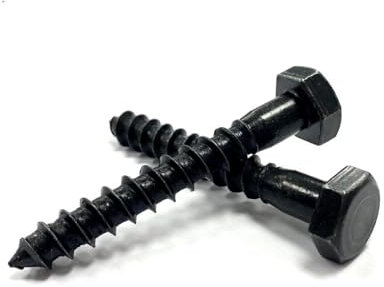 RADSO M10 Hex Head Coach Screws Wood Lag Bolt-Black Passivated-For Wood, Masonry/Brick, Concrete, Shelving, TV/Wall Mounting, Fastening, Installation & other Indoor Projects (10mm x 80mm)-Pack of 6