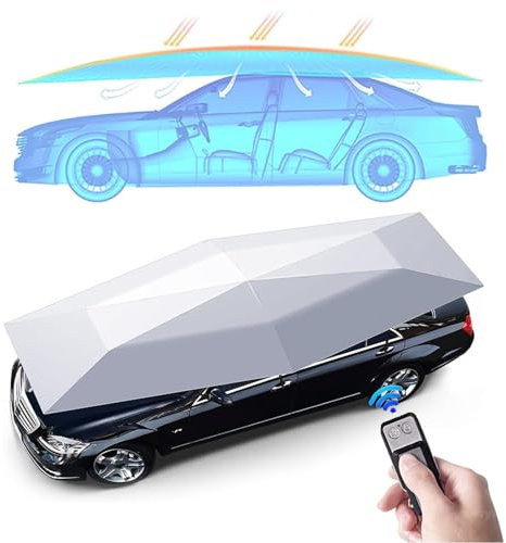 Cochera automática Inteligente móvil, cochera Plegable con protección Solar, cochera móvil portátil, para SUV, Furgonetas, Camiones, Gris-4,2 * 2,1 m