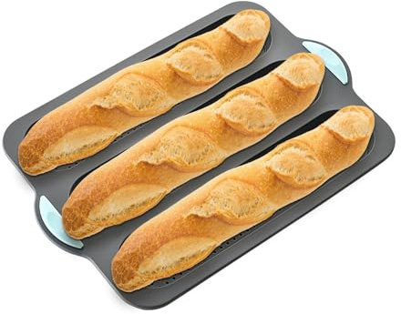 Molde para hornear subrollos, moldes para hornear sándwich, moldes para pan francés, molde profesional para hornear, 24 x 34,5 cm, sartenes de liberación rápida para hornear