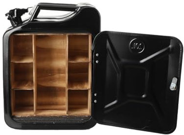 QAVODB Mini Mobile Bar Whisky Barschrank 3 Etagen Herausnehmbaren Fächern, Abschließbarer Mini Bar Benzintank Weinregal Kanister, 34x16x46cm