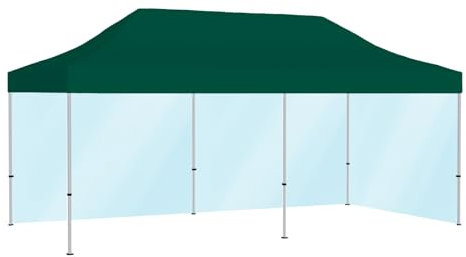 Vispronet® Profi Faltpavillon Basic 3x6 m ✓ mit 2 Vollwänden Transparent ✓ Dach Grün ✓ versch. Größen & Farben ✓ Scherengittersystem