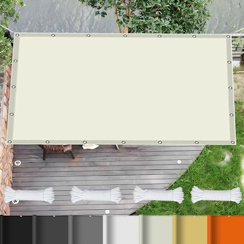 Tenda a Vela Rettangolare Impermeabile 4 x 8 m Impermeabile Vela Ombreggiante Parasole con Occhielli Protezione Raggi UV HDPE Telo Ombreggiante per Cortile Tetto Patio, bianco