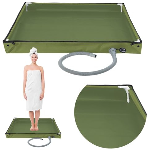 2IN1 Tragbare Duschwanne,Zusammenklappbare Duschwanne mit Ablaufschlauch für Camping, Outdoor-Duschen, Zelt-Duschwanne, ideal für Wohnmobil, Strand, Haustiere und Abenteuer (Grün)