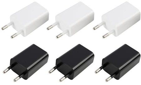 Cargador USB 5W, Pack de 6 Mini Adaptadores de Pared 5V/1A - Cargadores Universales para ， Samsung, MP3, Ventilador USB, y Más - Ideal para Viajes y Hogar，Protección contra sobrecalentamiento