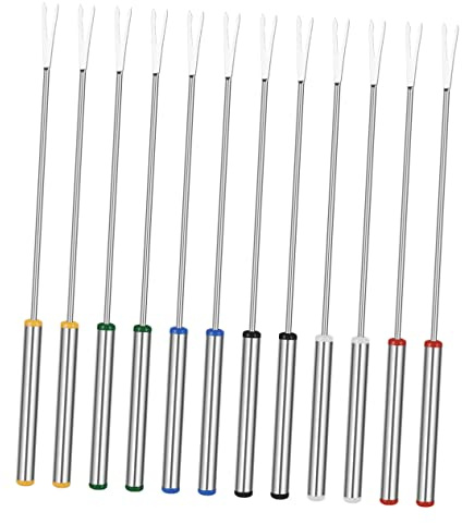 GALPADA Lot De 12 Fourchettes à Dessert Et Fondue 24 Cm Acier Inoxydable Manches Isolants Résistants à La Chaleur Pour Fondue Au Fromage, Chocolat Et Guimauves, Ustensiles Cuisine Maison Cuisine