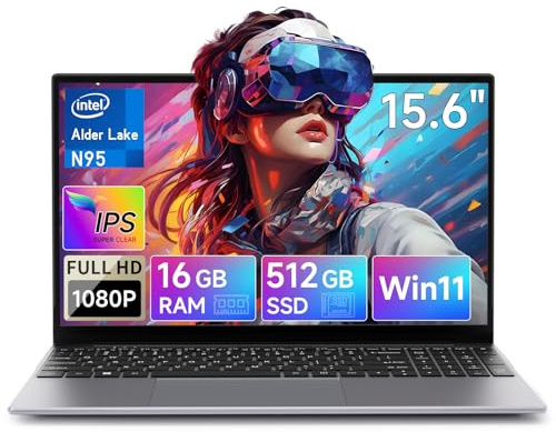 BMAX Ordenador Portátil 15,6 Pulgadas 16GB DDR4 512GB SSD Alder Lake N95 (hasta 3.4Ghz) PC Portátil Win11 Laptop 1920x1080, Mini HDMI, USB 3.2x3, Type C, 5G WiFi, BT5.0 Protege el Teclado Español