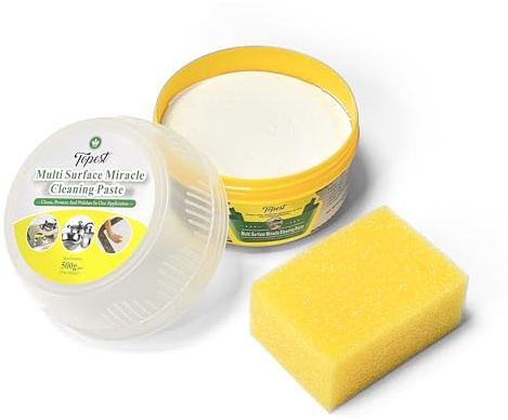 Topest All-Purpose Cleaning Paste [500 G] | with Degreaser Sponge | Suitable for Kitchen, Oven, Tiles, Bathroom, Stainless Steel, Stoves, Grease and Scale Cleaning