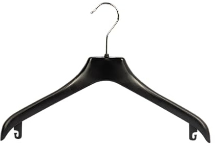 RSR Hangers Kleiderbügel Jackenbügel NF 49 – 10 Stück – XXL 49 cm breit – ohne Hosensteg – schwarz – mit 360° Haken – Kunststoff aus Recycling – stabil & platzsparend – Wintermode - Made in EU