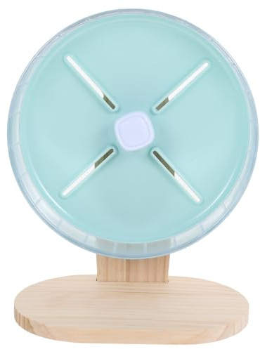 DIYEAH Rueda de Hámster Silenciosa para Jaula Base de Madera, Rueda de Ejercicio Estable de 20 Cm, Juguete Compacto para Hámster, Rata, Erizo y Chinchilla en Casa