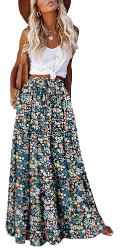 CHICZONE Long Maxi Skirt for Women High Waist Boho Western Skirts Festival Outfits Clothing with Pockets