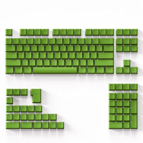 131 Keys PBT Keycaps Set, OEM Profile Double-Shot Injection Keycaps with Translucent Characters, PBT Backlit Keycap Set for 61/68/75/84/87/98/104 Layout Mechanical Keyboards (green)