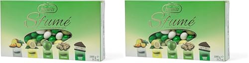 Buratti Confetti con Mandorle Tostate Ricoperte di Cioccolato, Bianco ai Molteplici Gusti, Tenerezze Sfumè Verde - 1000 g (Confezione da 2)