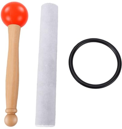 Zhjvihx Singing Bowl Mallet Set, 20 Cm Gummiklubba med Fårskinnsvisp och O-ring för Kristallsångskålar Ljudläkning (Orange Röd)