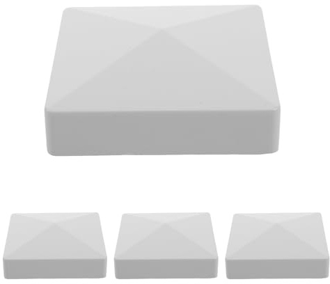 VICASKY Tapas Piramidales de Pvc para Postes de Cerca y Buzones, 4 Piezas, Diseño Moderno Estructura Plana, Protección contra Agua para Patios y Muelles