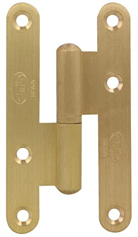 Amig - Cerniera in Acciaio Universale | 3 Fori Svasati | Facile Installazione | Resistente alla Corrosione | Ideale per Porte e Mobili, Ottone Verniciato, Lega di Acciaio