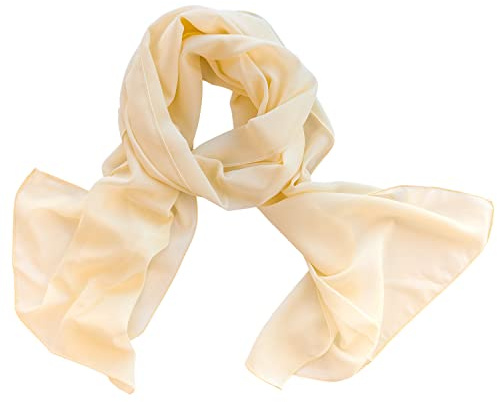 Dolce Abbraccio Damen Schal Stola Halstuch Tuch aus Chiffon für Frühling Sommer Ganzjährig Champagner Creme