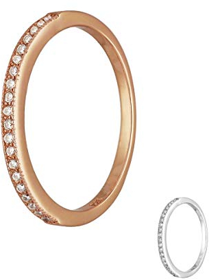 Treuheld® | Schmaler Ring aus 925 Sterling Silber | in Roségold mit Zirkonia - Kristallen | Ringgröße 62 | Breite 1,8mm | Damen | Vorsteckring