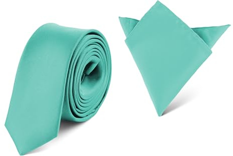 Ladeheid Herren Schmale Krawatte & Einstecktuch Set SP/P (150cm x 5cm, 22cm x 22cm)