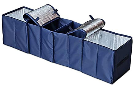 Ergocar Kofferraum Organizer 600D Oxford Aufbewahrungstasche Multitasche Rücksitz Organizer Auto Kofferraum-Tasche Super Lang Version für Auto/LKW/SUV (Blau)