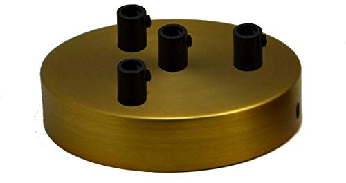 Gelbe Messing-Deckenrosette mit Einzel- und Mehrpunkt-Ausgang, perfekt für Stoff-Flexkabel, UK-Anhänger, Kabelgriff, Flex-Klemmplatte für Lichtmontage, yellow Brass 4 point