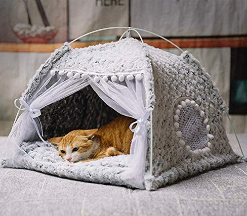 Haustier Tipi Hunde Katze Zelt Haustierzelt Plüsch Hundezelt Katzenzelt Abnehmbar Katzenbett Hundebett Kuschelig Haustierbett mit Tiermatratze Waschbar Tierbett für Kleine/Mittlere Hunde Katze