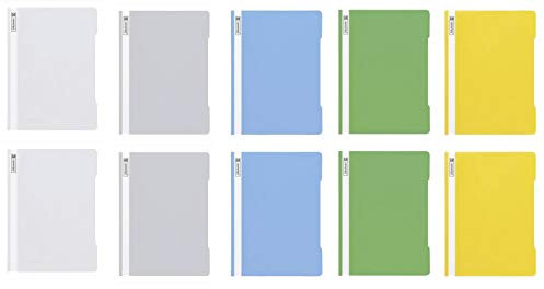 10 Brunnen Schnellhefter A4 farbig sortiert PP-Folie glasklares Deckblatt (Bright Edition)