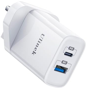 Ulinek iPhone Fast Charger Plug 2 Ports USB C & A | MFi Quick Charge 3.0 Wall Charger Adapter Compatible with iPhone 16 15 14 13 12 11 Pro XR X 8 iPad Pro