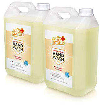 Safe Hands | Hand Wash Liquid Soap | Citrus Scent of Mandarin, Lime & Basil | 5 Litre Refill (2 Bottles) Bulk Buy | Antibacterial & Antiviral | Kind to Skin | Tested & Certified