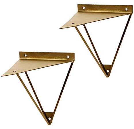 Dreieck Regalhalterung Regalhalter Regalhalterung Schmiedeeisen 2 Stück Schwerlastträger Metallwinkel Regalwinkel Gold Regalträger Regalunterstützung für Winkel Regal(16cm)