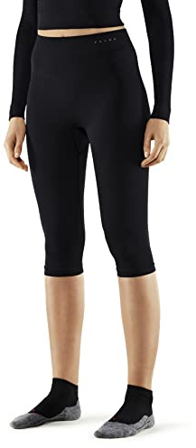 FALKE Damen Baselayer-Hose Maximum Warm 3/4 W Ti Funktionsmaterial schnelltrocknend 1 Stück, Schwarz Black 3000, M