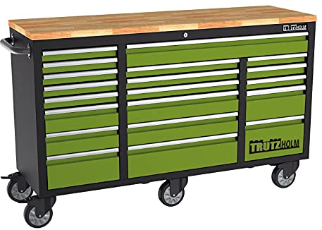 TRUTZHOLM Werkstattwagen Mobile Werkbank Deluxe XXL 20 Schubladen Werkzeugwagen leer (grün/schwarz)
