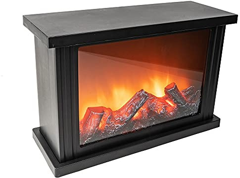 Ideen mit Herz LED-Kamin | Deko Kaminfeuer | elektrisch | batteriebetrieben | ohne Heizung | realistischer Feuer-/Flammen-Effekt | 30 x 11,5 x 20cm | mit Timer-Funktion (6 Stunden AN | 18 Stunden AUS)