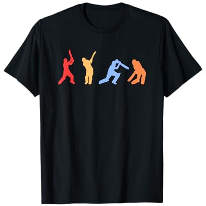 Cricket Retro Vintage Colours Cricket Players T-Shirt
