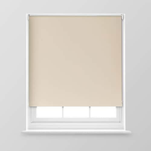 A.Unique Home Premium Trimmable Thermal Blackout Roller Window Blind in a Variety of Colours and Sizes Ideal for any Room - 5FT - Cream - 150cm (W) x 170cm (L) | 59 (W) x 66.9 (L)