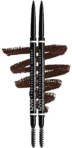 NYX Professional Makeup Micro Brow Pencil, Dual Ended with Mechanical Brow Pencil and Spoolie Brush, Pack of 2, Shade: Espresso