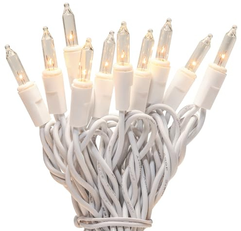 LIDORE Super Bright Clear Mini Christmas Tree String Lights, Gift for Decoration, 8FT 10 Count Bulbs with White Cord, UL Listed Indoor Outdoor Lighting for Holiday (White Cable)