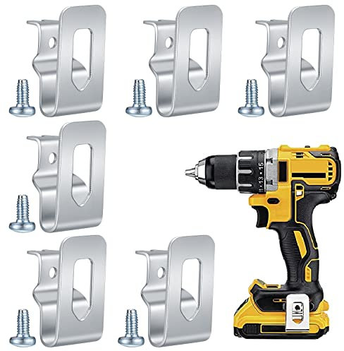 Aoyfuwell6 Pcs Electric Drill Belt Clip Replacement Hooks Clips Tools, Replacement Belt Hooks Clips with 6 Pcs Screws, Compatible with Dewalt Impact 18V MAX Drills Tools Belt Holder Clips