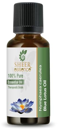 Sheer Essence Ätherische Öle, 118 ml, 100 % rein und natürlich, therapeutisches Öl, große Flasche mit Premium-Glaspipette (blaues Lotusöl)
