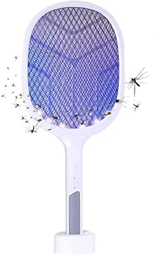 FLM SYSTEM Racchetta Zanzare Elettrica, Ricaricabile Racchetta Antizanzare 2 in 1 Lampada Antizanzare 3500V USB Racchetta Antizanzare Elettrico Luce UV Insetti Trappola Ideale per Interni ed Esterni