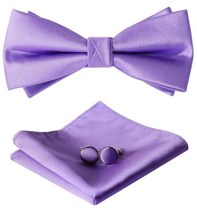 HOULIFE Fliege Herren Set Verstellbare Fliege aus Satin Vorgebunden Fliege | Verstellbares Band, Einheitsgröße für alle, Leicht zu tragen, Geschenkbox-Paket, für Party & Hochzeit