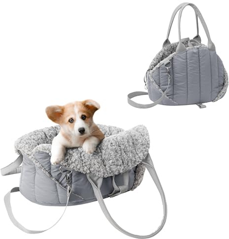 PillowPrim Hundetragetasche, Vertellbar, Schultergurt, Haustiertragetasche, Transport, Katzentasche, Reisetasche, Camping, Tasche, Asche, 47x29x32 cm