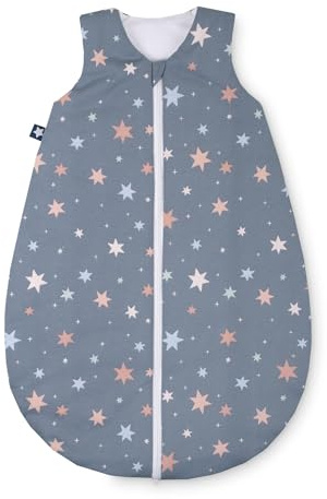 Julius Zöllner Sommerschlafsack Jersey, 0,5 TOG, waschbar bei 60°C, Made in Germany, OEKO TEX Standard 100, Shiny Stars, Gr. 80/86